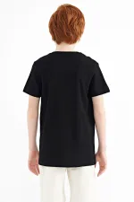 Tommylife Toptan O Yaka Standart Kalıp Baskılı Erkek Çocuk T-Shirt 11145 Siyah