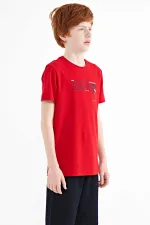 Tommylife Toptan O Yaka Standart Kalıp Baskılı Erkek Çocuk T-Shirt 11145 Kırmızı