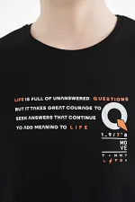 Tommylife Toptan O Yaka Standart Kalıp Baskılı Erkek Çocuk T-Shirt 11145 Siyah