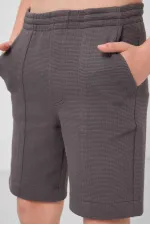 Tommylife Toptan Pamuklu Yumuşak Dokulu Standart Fit Basic Erkek Çocuk Şort 11289 Koyu Gri