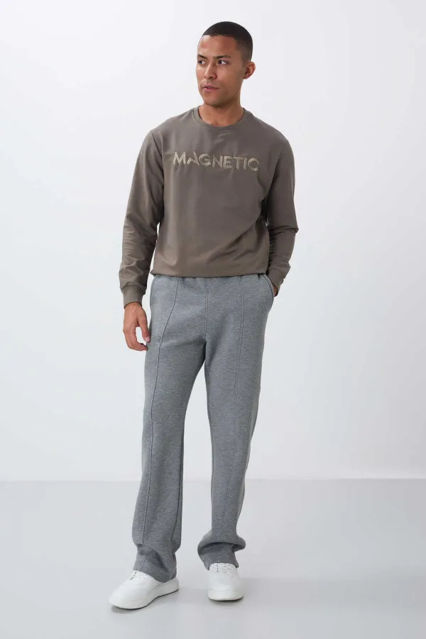 Bas de survêtement Tommylife Oversize Basic Straight pour homme, vente en gros, 82146 Gris chiné