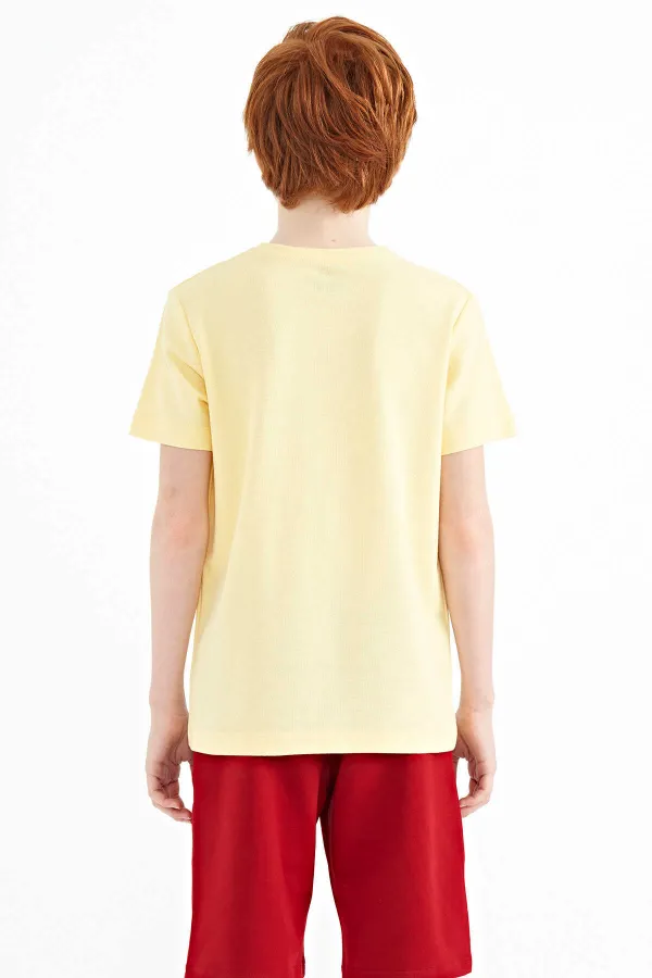 Tommylife Toptan O Yaka Standart Kalıp Baskılı Erkek Çocuk T-Shirt 11145 Sarı