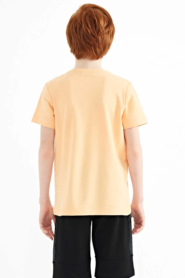 Tommylife Toptan O Yaka Standart Kalıp Baskılı Erkek Çocuk T-Shirt 11145 Kavuniçi