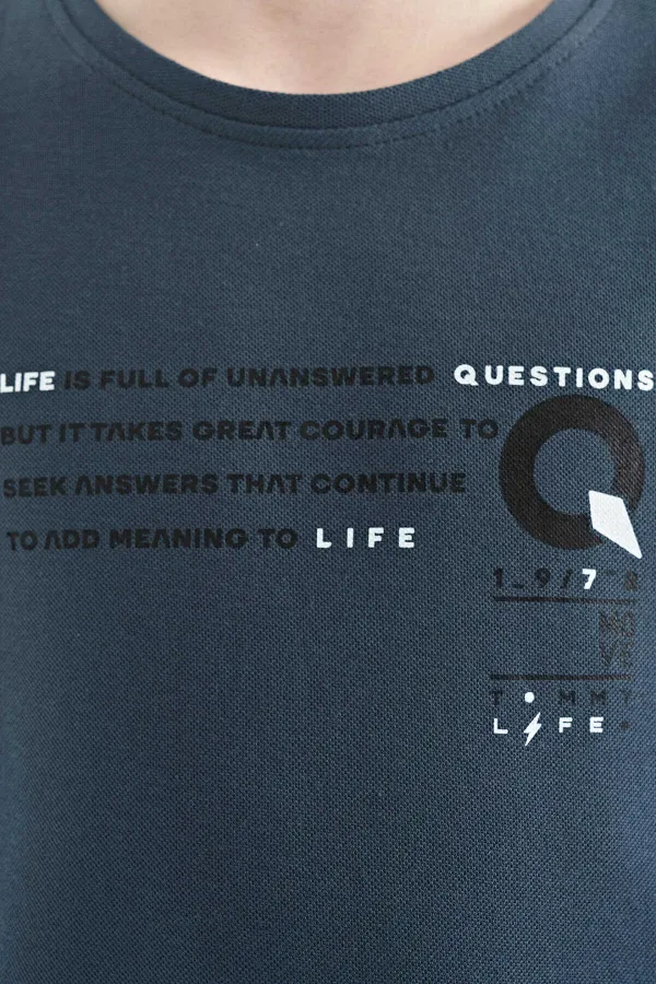 Tommylife Toptan O Yaka Standart Kalıp Baskılı Erkek Çocuk T-Shirt 11145 Orman Yeşili