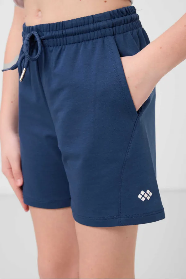 Tommylife Toptan Pamuklu Yumuşak Dokulu Standart Fit Basic Kız Çocuk Şort Takım 75184 Ekru Parlament