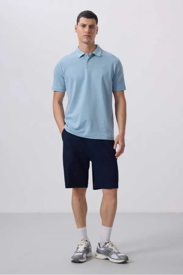 Tommylife Toptan Standart Fit Dokuma Hafif Esnek Chino Şort 81290 Lacivert