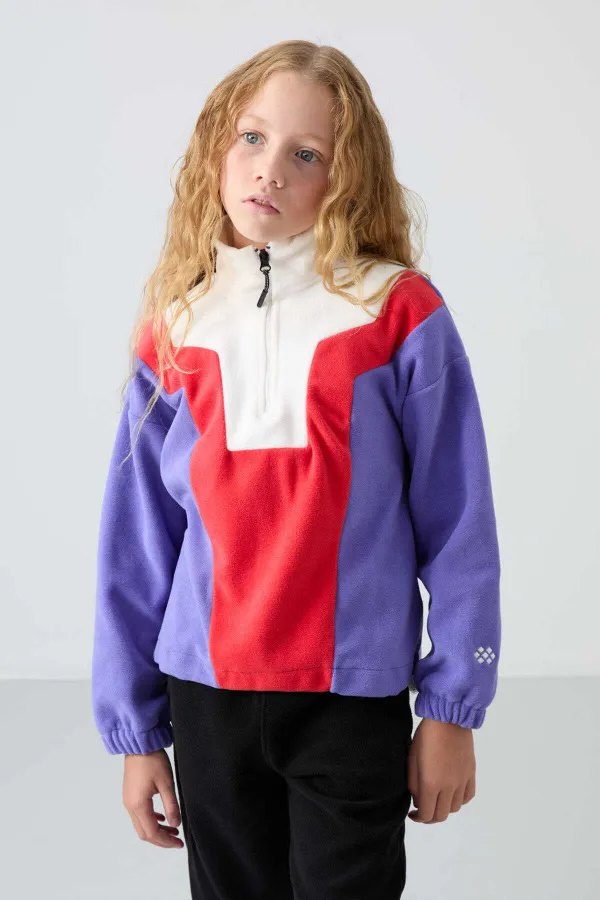 Tommylife Toptan 7-15 Yaş Dik Yaka Standart Kalıp Kız Çocuk Polar Sweatshirt 75153 Eflatun Tommylife Toptan 7-15 Yaş Dik Yaka Standart Kalıp Kız Çocuk Polar Sweatshirt 75153 Eflatun