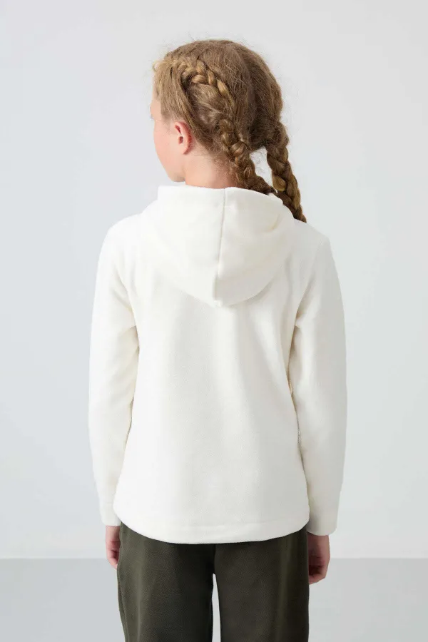 Tommylife Wholesale 7-15 Years Old Hooded Standard Pattern Girl's Polar Fleece Sweatshirt 75152 Ecru Tommylife Wholesale 7-15 Years Old Hooded Standard Pattern Girl's Polar Fleece Sweatshirt 75152 Ecru