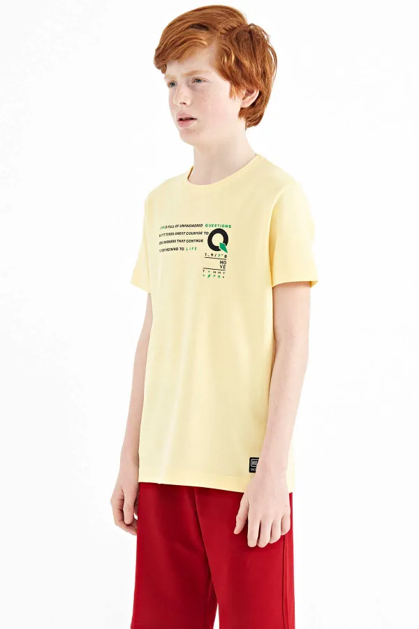Tommylife Toptan O Yaka Standart Kalıp Baskılı Erkek Çocuk T-Shirt 11145 Sarı