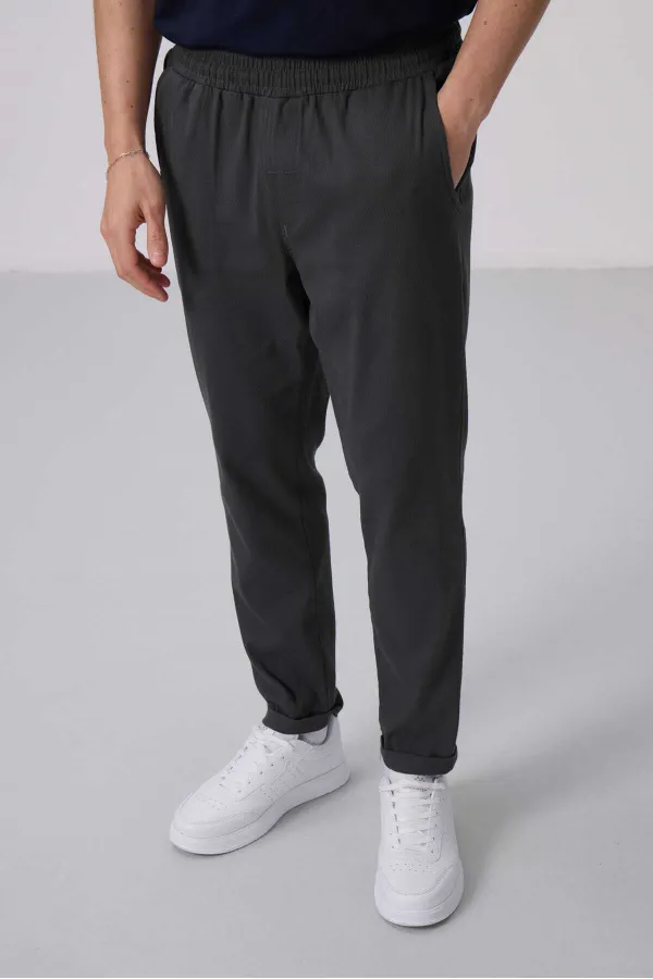Tommylife Toptan Standart Fit Dokuma Hafif Esnek Chino Pantolon 82175 Antrasıt