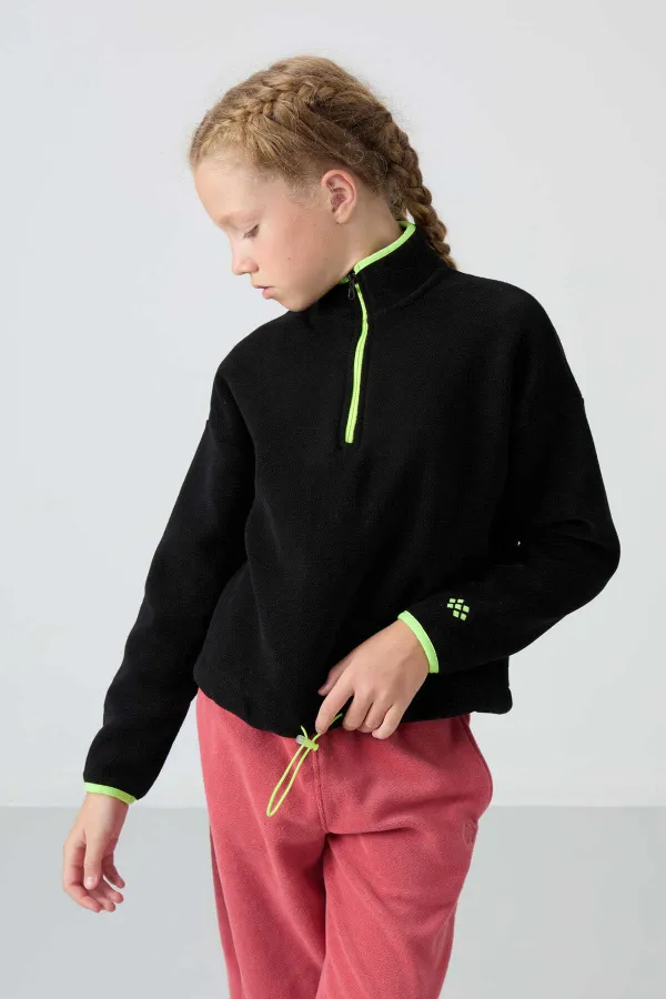 Tommylife Toptan 7-15 Yaş Dik Yaka Standart Kalıp Basic Kız Çocuk Polar Sweatshirt 75151 Siyah Tommylife Toptan 7-15 Yaş Dik Yaka Standart Kalıp Basic Kız Çocuk Polar Sweatshirt 75151 Siyah
