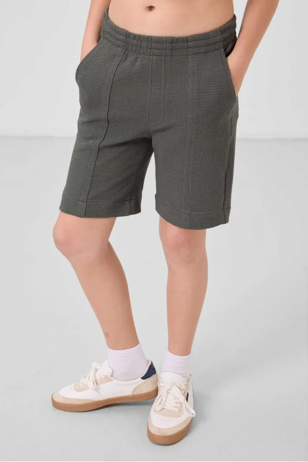 Tommylife Toptan Pamuklu Yumuşak Dokulu Standart Fit Basic Erkek Çocuk Şort 11289 Haki