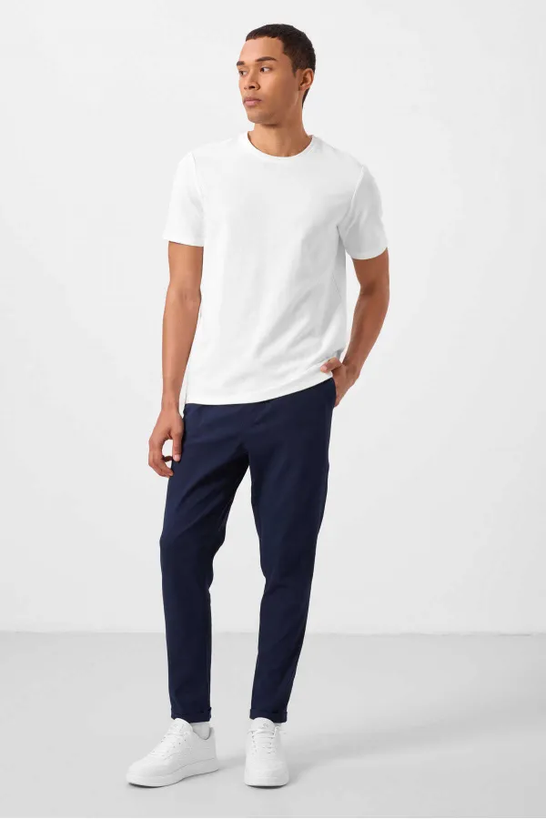 Tommylife Toptan Standart Fit Dokuma Hafif Esnek Chino Erkek Pantolon 82178 Lacivert