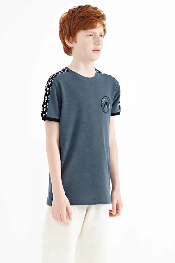 Tommylife Toptan O Yaka Standart Kalıp Baskılı Erkek Çocuk T-Shirt 11121 Orman Yeşili