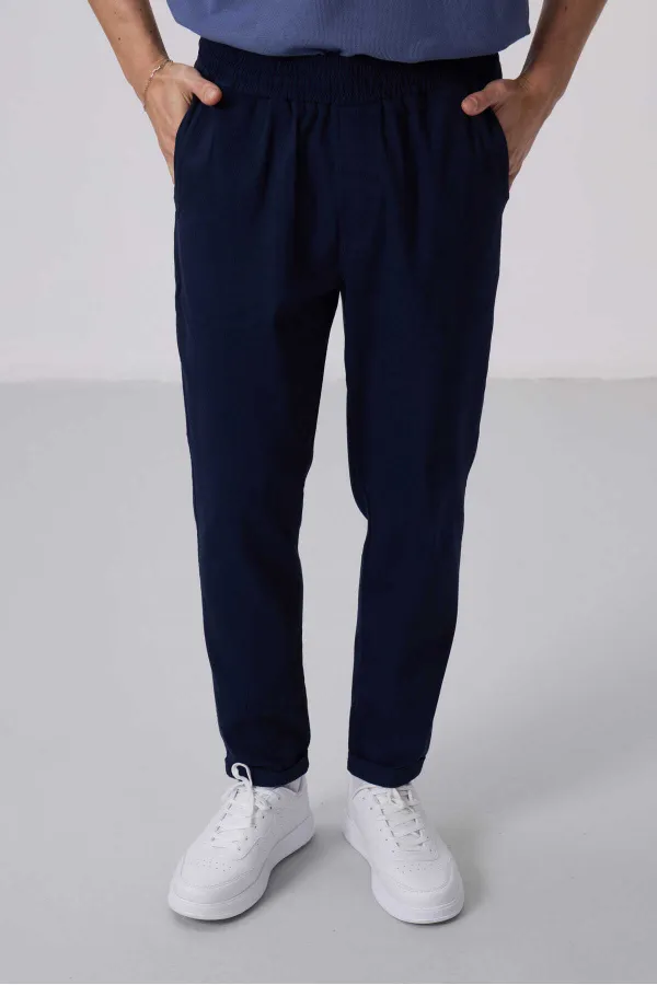 Tommylife Toptan Standart Fit Dokuma Hafif Esnek Chino Pantolon 82175 Lacivert