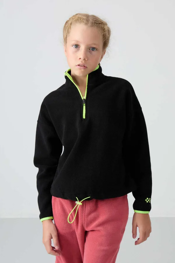 Tommylife Toptan 7-15 Yaş Dik Yaka Standart Kalıp Basic Kız Çocuk Polar Sweatshirt 75151 Siyah Tommylife Toptan 7-15 Yaş Dik Yaka Standart Kalıp Basic Kız Çocuk Polar Sweatshirt 75151 Siyah