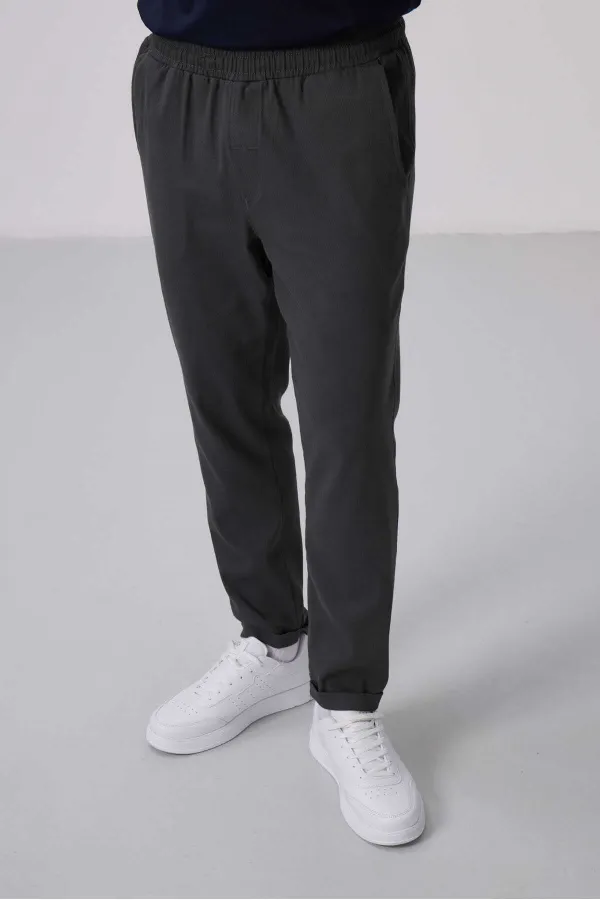Tommylife Toptan Standart Fit Dokuma Hafif Esnek Chino Pantolon 82175 Antrasıt