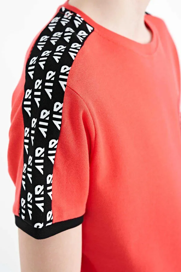Tommylife Toptan O Yaka Standart Kalıp Baskılı Erkek Çocuk T-Shirt 11121 Coral
