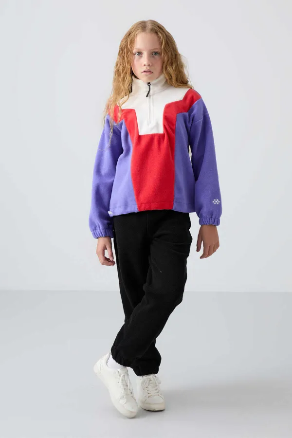 Tommylife Toptan 7-15 Yaş Dik Yaka Standart Kalıp Kız Çocuk Polar Sweatshirt 75153 Eflatun Tommylife Toptan 7-15 Yaş Dik Yaka Standart Kalıp Kız Çocuk Polar Sweatshirt 75153 Eflatun