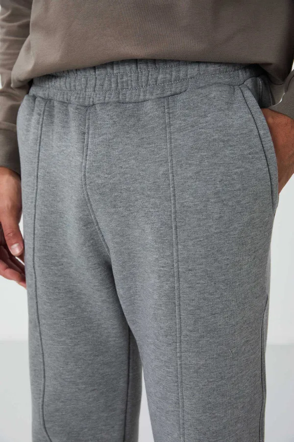 Bas de survêtement Tommylife Oversize Basic Straight pour homme, vente en gros, 82146 Gris chiné