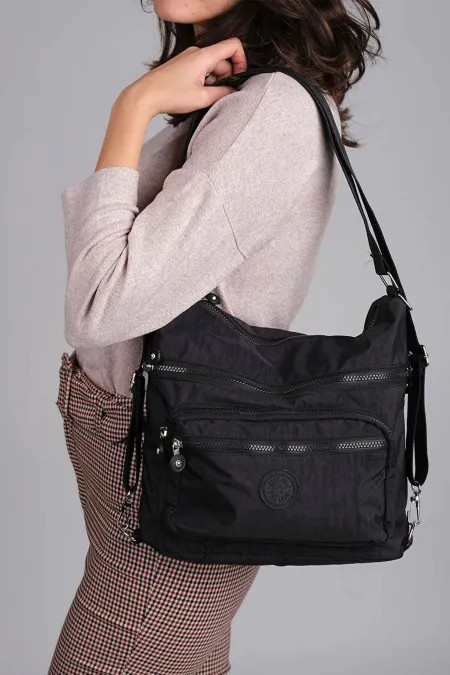 Krinkıl Women's Shoulder and Backpack Bag Black Color