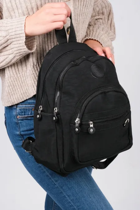 Unisex School and Backpack Bag with Large Compartments, Black Color