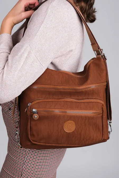 Krinkıl Women's Shoulder and Backpack Bag Tan Color