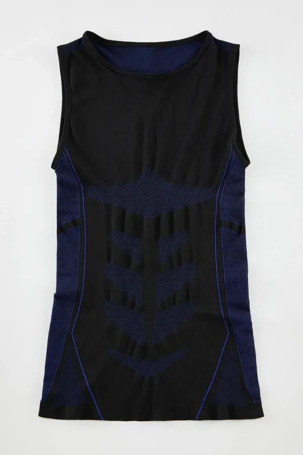 Navy Blue Slim Fit/Body-Smoothing Muscle Look Tank Top TMNSS24AL00010